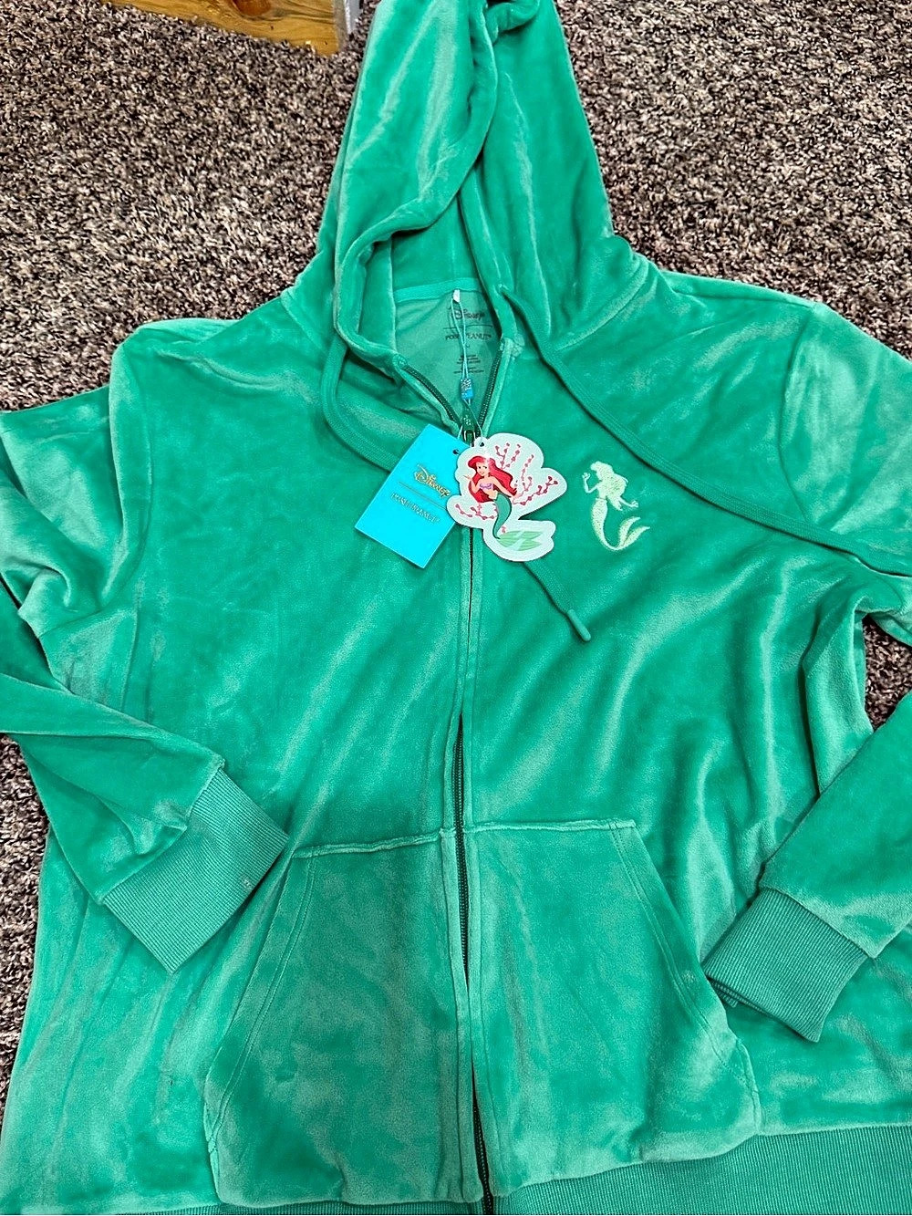 Disney Posh Peanut Ariel Velour Zip Hoodie NWT